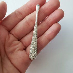 Baton Crystal Rhinestone Silver Pendant